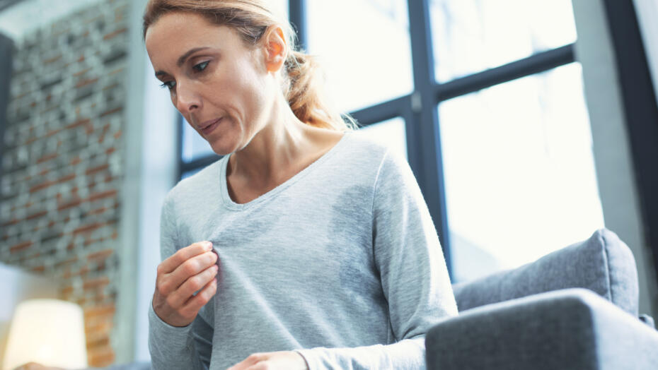 woman sweating menopause